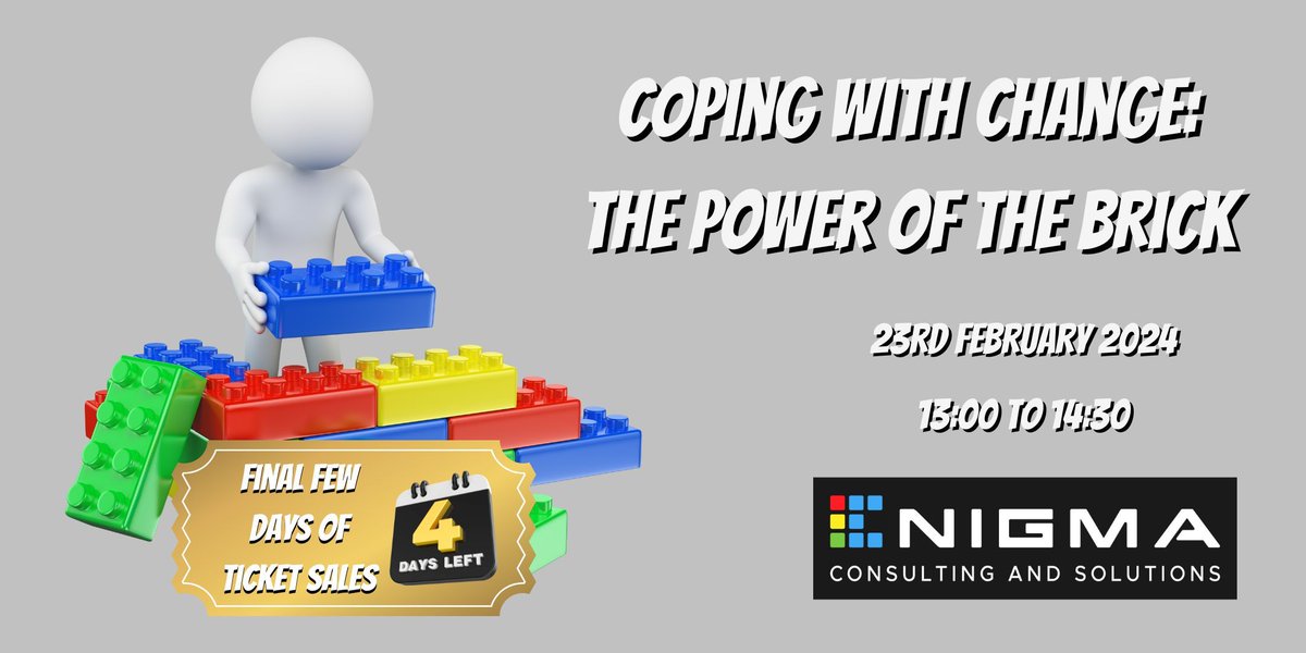 EnigmaCAS's tweet photo. There are just four days left to get your ticket 🗓️🎟️

Find out more and purchase your tickets via https://t.co/iAI72tjRnd

Have questions? Not a problem, just get in touch and we will be happy to answer them

#CopingwithChange #Change #OrganisationalChange  #LegoSeriousPlay #LSP https://t.co/vlizueiQWm
