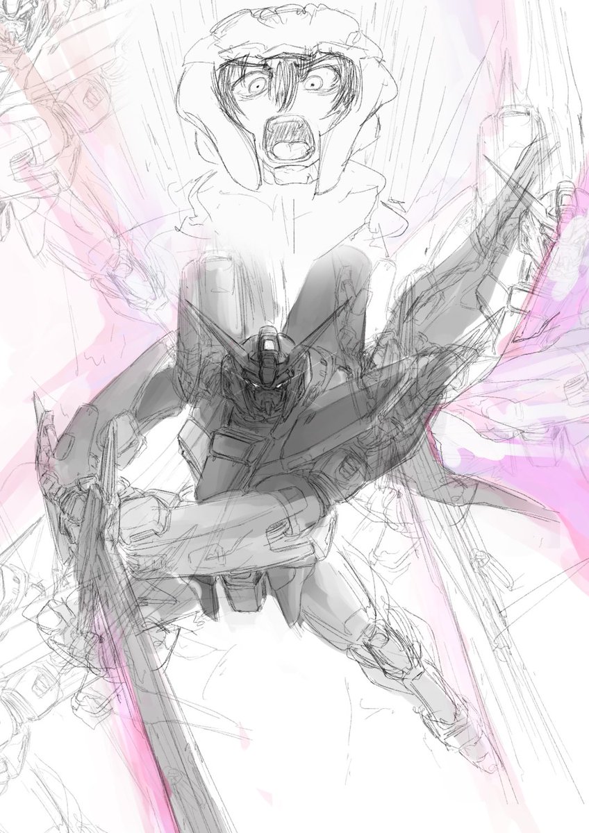 mecha robot weapon monochrome sketch 1boy sword  illustration images
