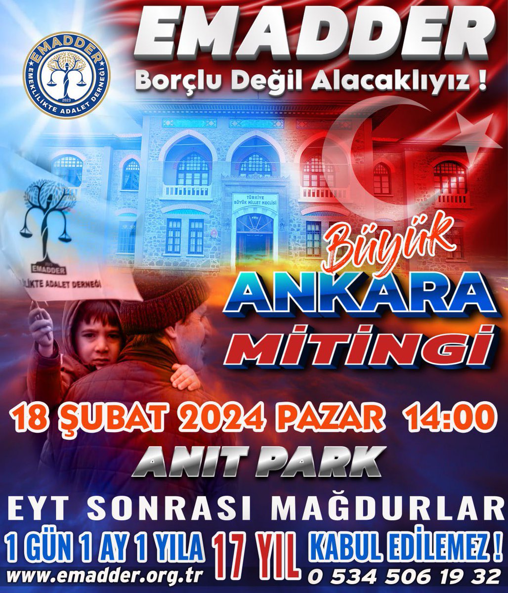 Adil bir emeklilik sistemi için 18 Şubatta Ankara'dayız!
Araçlar da yerinizi
Ayırtmayı Unutmayın..

#2000LerdeOyKullanacak 

#SONDAKİKA #thyao #borsa #Hamas
#hisse Gökhan Zan #CWENE #DolarTL
#hekts #pazartesi #Rafah Şebnem
Kaplan #GazaGenocide #SuperBowl
#bobet #HayırlıHaftalar