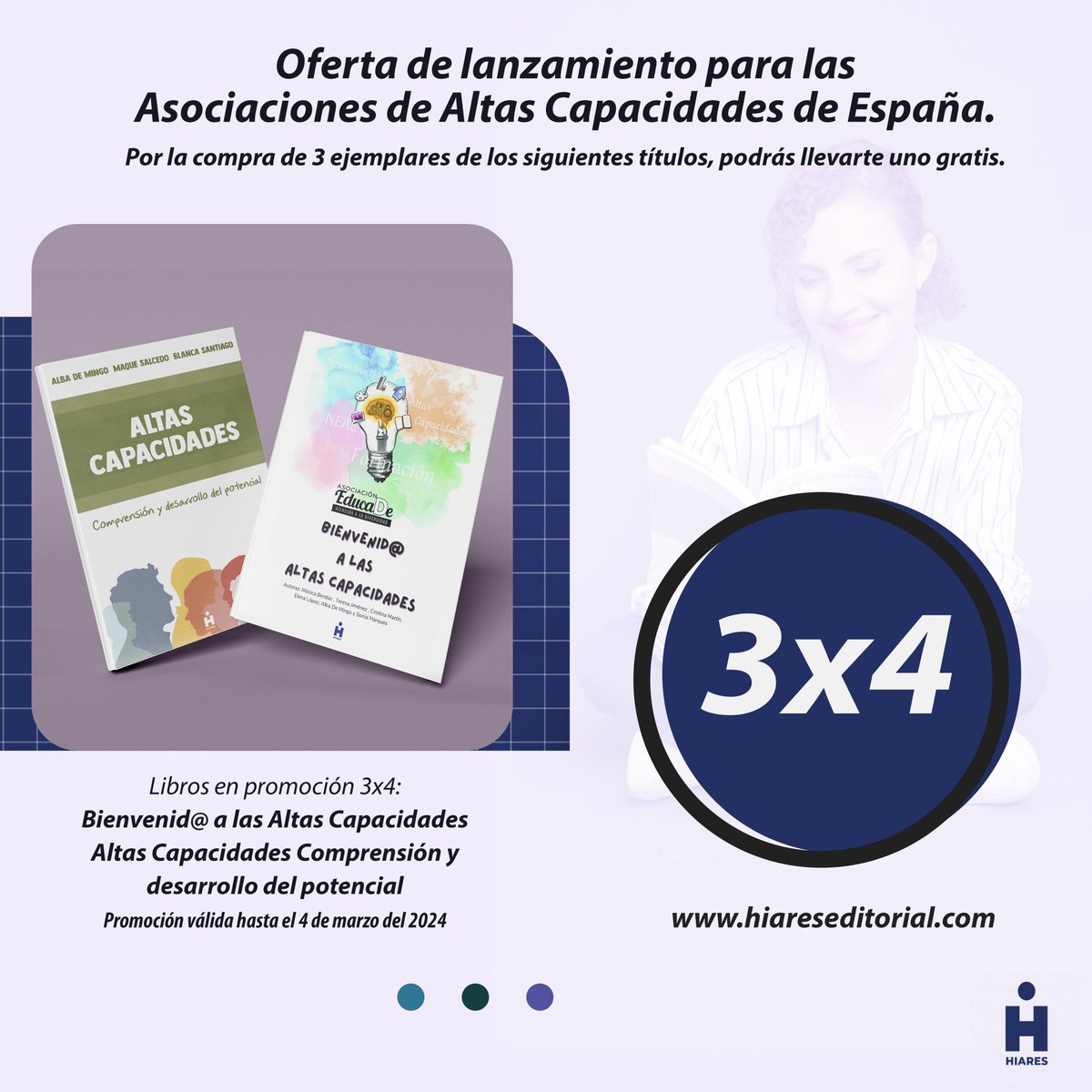 OFERTA ESPECIAL , solo por este mes en nuestra web para asociaciones de Altas capacidades por la compra de 3 libros del mismo titulo, te enviamos el 4to gratis.
hiareseditorial.com/bienvenid-a-la…