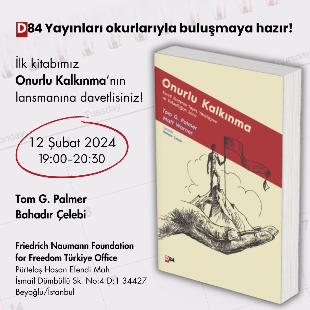🗨️ İlk kitabımızın lansmanı, kitabın yazarlarından Tom G. Palmer (<a href="/tomgpalmer/">Tom G Palmer</a>) ve çevirmen Bahadır Çelebi (<a href="/Bahadircelebi7K/">Bahadır Çelebi</a>)’nin katılımıyla bugün @FNFTurkey ofisinde gerçekleşecek.

- Söyleşi dili İngilizce'dir.

Kayıt için: forms.gle/NQeZGZEF9bHZwk…
