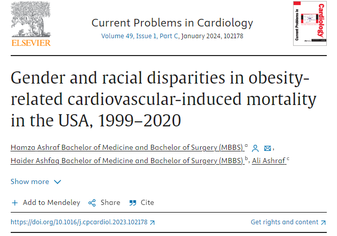 HaiderAshfaq_'s tweet photo. Our two recent publications explain mortality trends in geriatrics with infective endocarditis &amp; spotlight disparities in obesity-related cardiovascular mortality in the US.
@hamxd___ 
@CurrProbsCardio 
Read more:
1)https://t.co/ixs7shHx32
2)https://t.co/Y9v8pXkfAo https://t.co/rGCFedZCSa