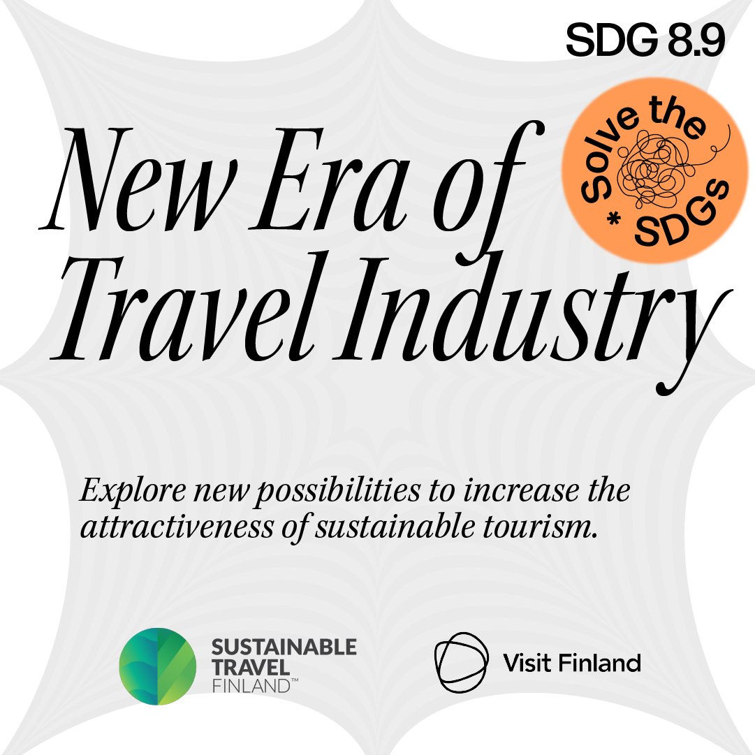 Join Visit Finland in revolutionizing the travel industry by tackling challenges like seasonality and low salaries 🌏 Let's promote sustainable employment and work toward @UN's SDG 8 together! 💼 Sign up at solvethesdgs.com #Sustainability #Travel #Innovation #SDGs