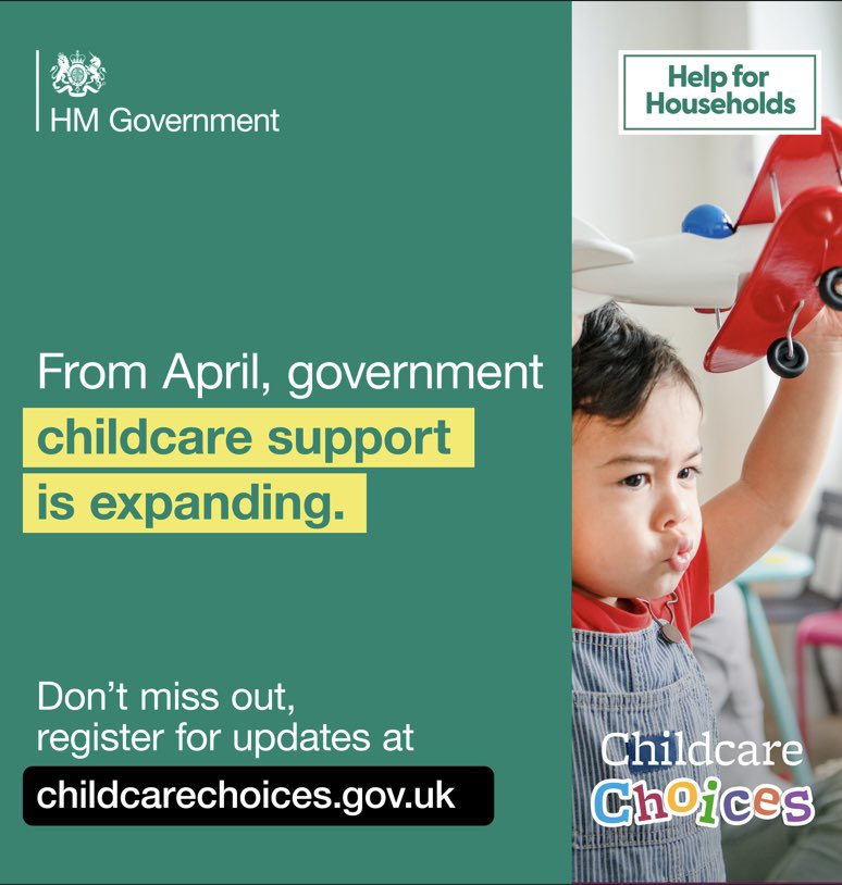 Childcare support is expanding – even more working parents can get help to pay for their childcare. Visit the Childcare Choices website to find out more about the upcoming expansion starting April 2024 👇 childcarechoices.gov.uk