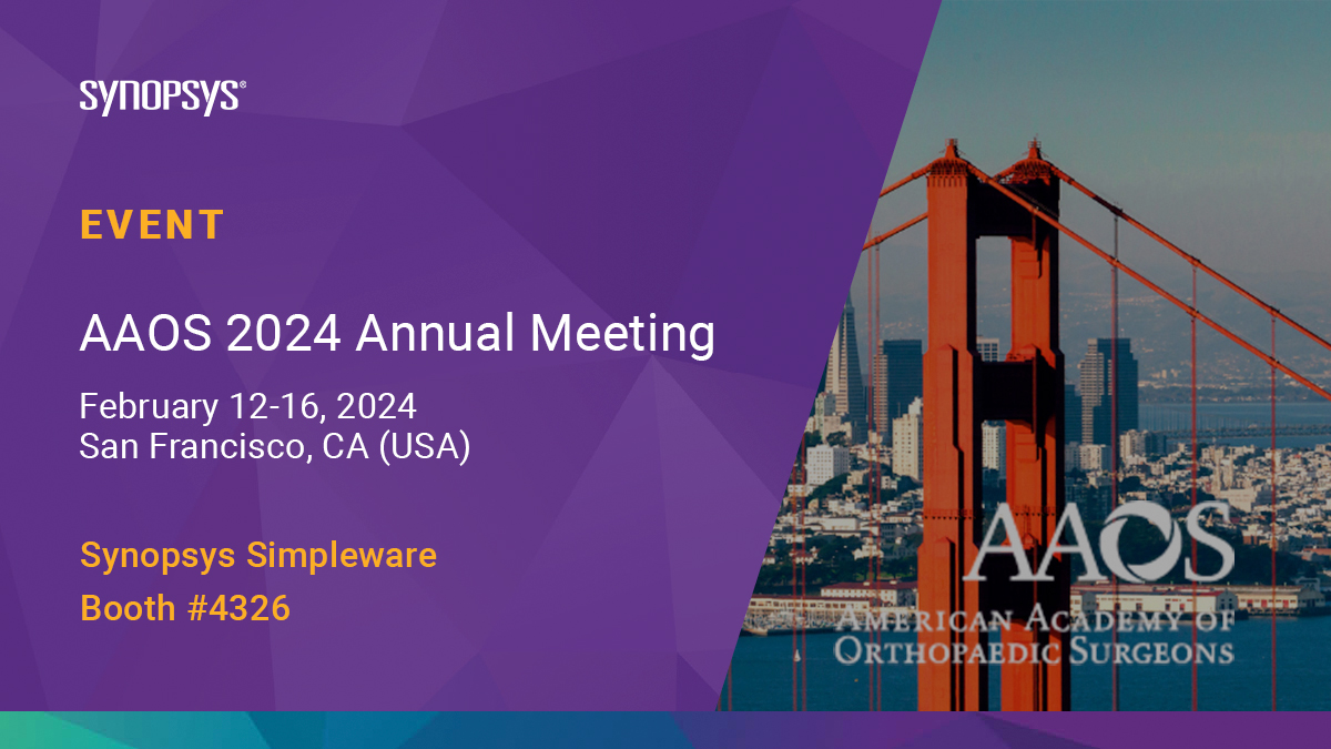 Simpleware_SNPS's tweet image. 📢
@AAOS1 2024 starts today! Pop by our booth #4326 (Hall D) to learn about our certified medical image processing platform for image segmentation, visualization, and analysis. #orthopaedics #medical3dprinting #3dprinting #surgicalplanning #pointofcare #patientspecific