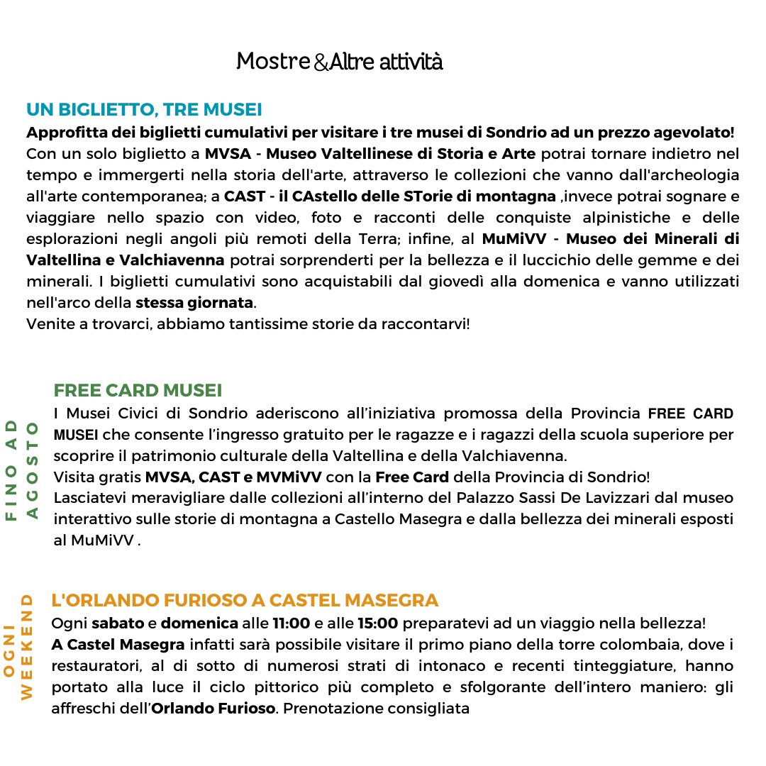 Non perdete gli eventi di questa settimana a Sondrio 🤩