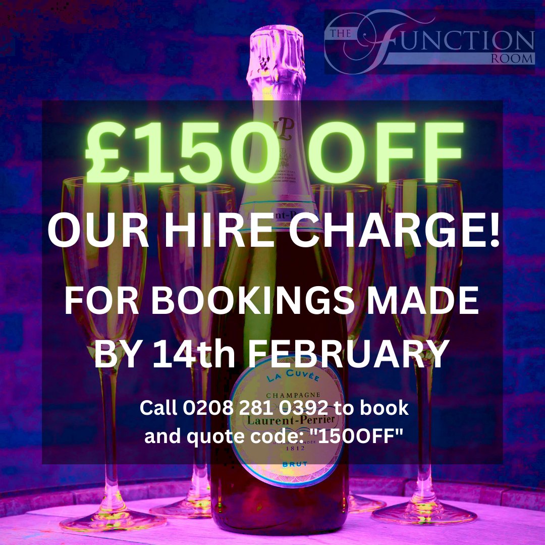 functionroome4's tweet photo. 🎉 Last chance to save £150 on your party booking! Our stylish bar accommodates 10-120 guests, opens until 1am, no minimum spend! Call 0208  281 0392 and quote "£150 OFF" to book. Offer ends soon!💫

#Chingford #Woodford #VenueHire #BarForHire #HighamsPark #PrivateHireVenue https://t.co/m6SypW3bnw