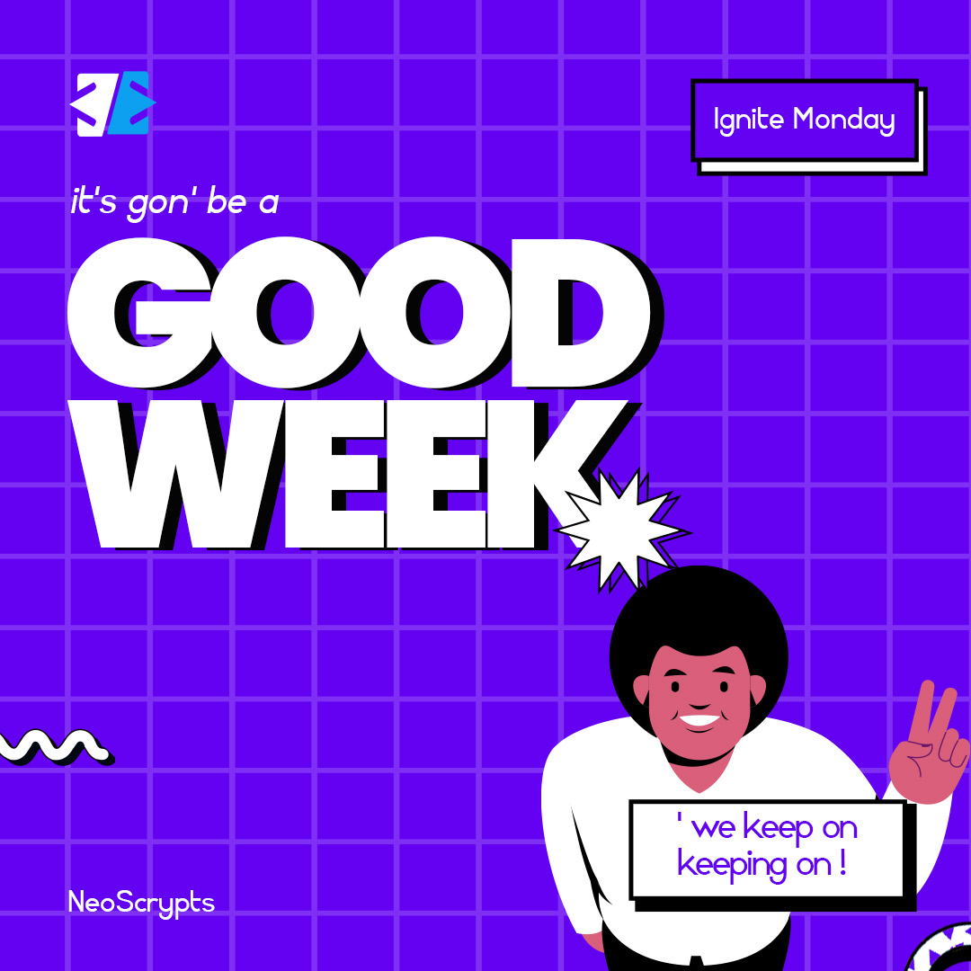 NeoScryptsHQ's tweet photo. The week shapes up to be a good one! π
At Neoscrypts, we're gearing up for greatness, Innovating New Products, tackling challenges, and turning them into victories. Let's make this week one to remember!
#NeoScrypts https://t.co/rTfXbjxz8k