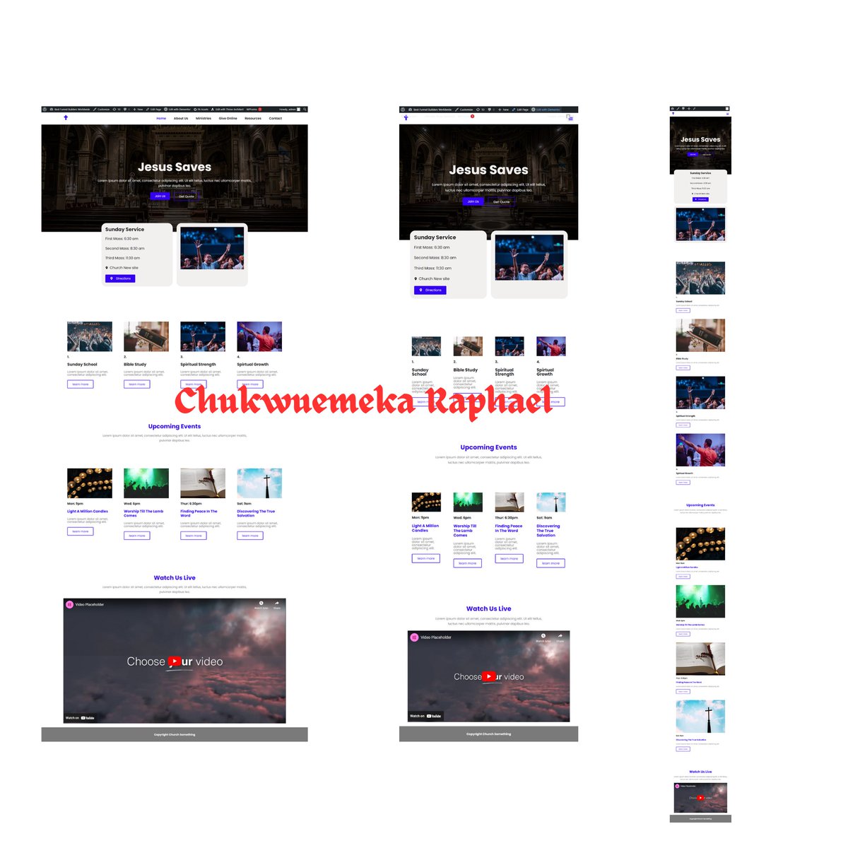 C_emekaRaphael's tweet photo. Day12 of building one website per day untill I get a big gig #owpdc

A simple, clean &amp; aesthetically pleasing Church Website created with love &amp; passion

Actually it was WordPress, Elementor, Stock images &amp; some flair as this is something I love doing

💯 Original work. thoughts? https://t.co/DrT24CWi5N