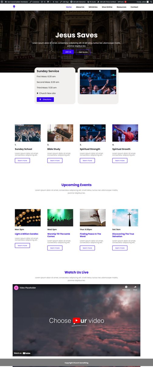 C_emekaRaphael's tweet photo. Day12 of building one website per day untill I get a big gig #owpdc

A simple, clean &amp; aesthetically pleasing Church Website created with love &amp; passion

Actually it was WordPress, Elementor, Stock images &amp; some flair as this is something I love doing

💯 Original work. thoughts? https://t.co/DrT24CWi5N