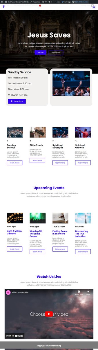 C_emekaRaphael's tweet photo. Day12 of building one website per day untill I get a big gig #owpdc

A simple, clean &amp; aesthetically pleasing Church Website created with love &amp; passion

Actually it was WordPress, Elementor, Stock images &amp; some flair as this is something I love doing

💯 Original work. thoughts? https://t.co/DrT24CWi5N