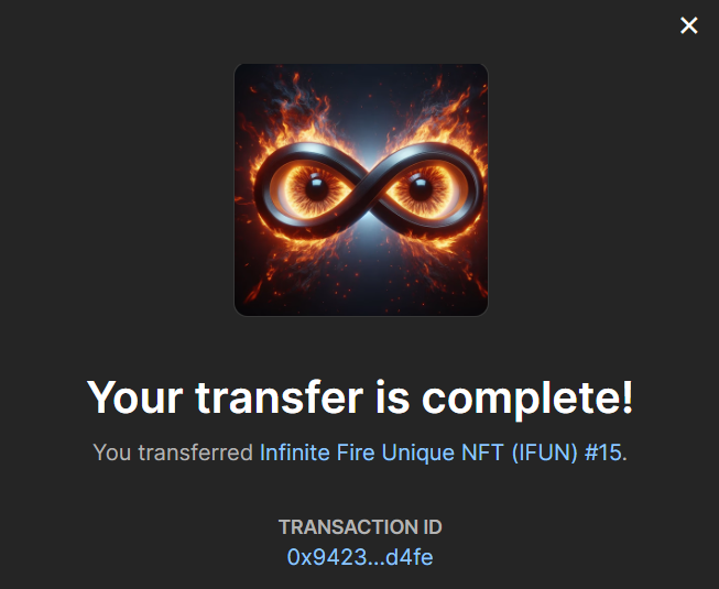 BwBstudio's tweet photo. 🎉 Congrats to the second-place winner @dolor211! Your reward is the unique Infinite Fire Unique NFT (IFUN) #15. Check your address: 0xDB8778A66B4f19C588AafE09dBF63AAdC387Fd5d. Enjoy your prize! 🔥🏆 #IFUN #Winner #PolygonNFTs https://t.co/TOEPMwZiAL
