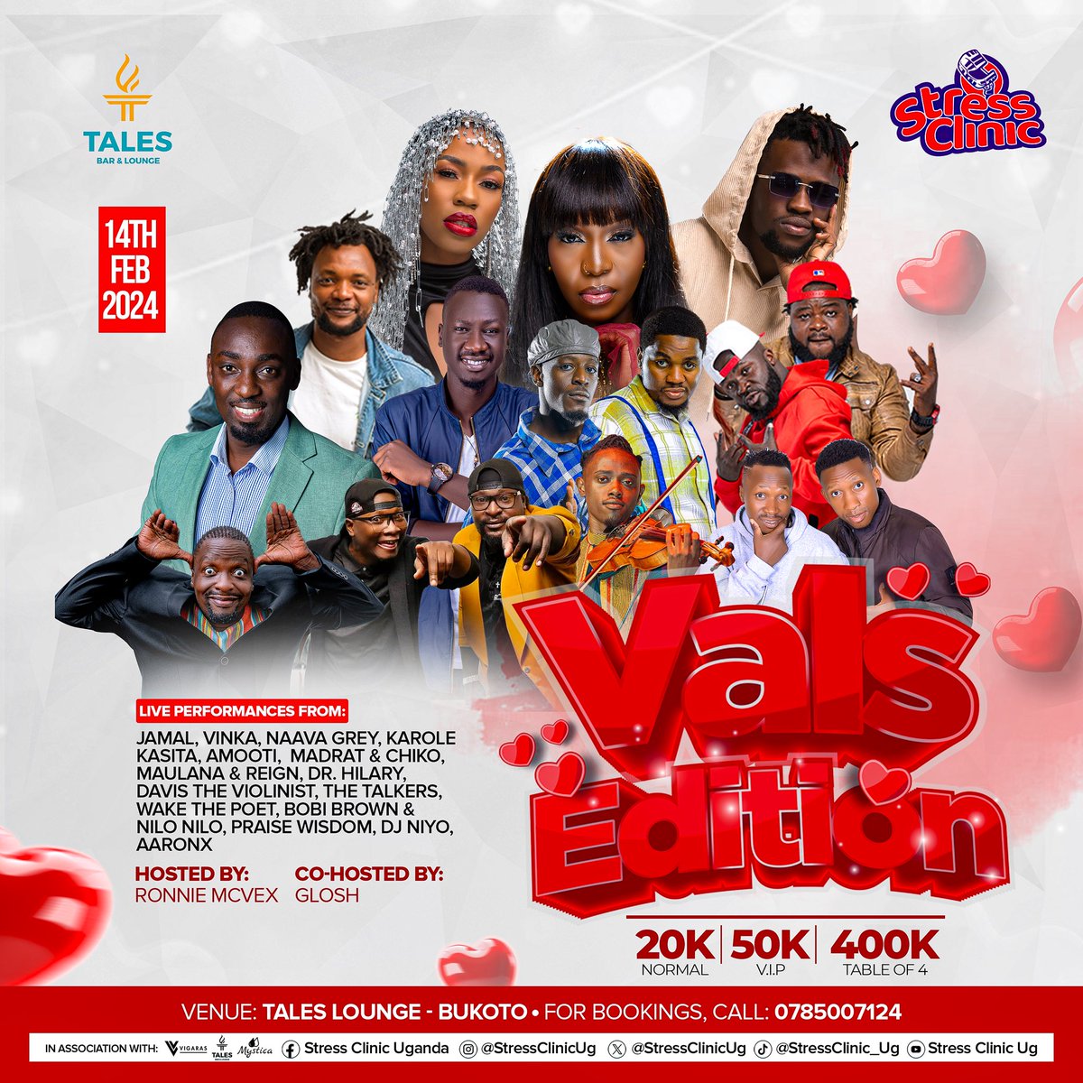 Beinomugisha_'s tweet photo. Still looking for a valentines plot?

#StressClinicUg brings you a lineup of all your favorite entertainers at Tales gardens at only 20K Ordinary, 50K VIP &amp; 400K for a table of 4 via 0785007124. 😂🔥 https://t.co/GJjsSU0oEL