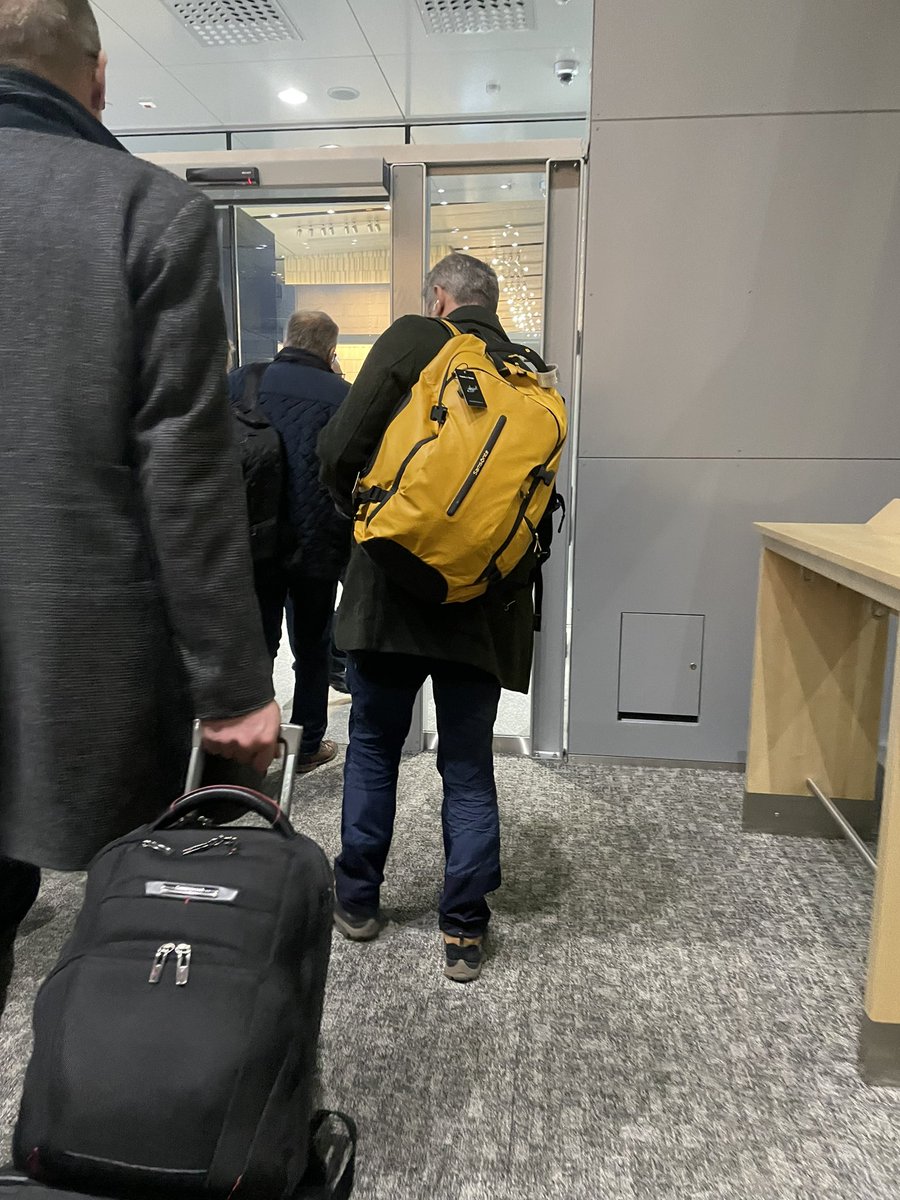SamLakeRMD's tweet photo. On my way to Vegas for DICE. At Helsinki airport, I’ll just follow the NPC with a yellow backpack, clearly, he’s guiding me. https://t.co/BtJhg8dhuD