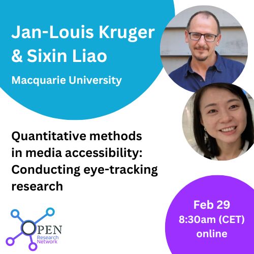 Wondering how eye-tracking might be useful for media accessibility research? Join our next guest lecture on February 29! Excuse the early start but our speakers will be connecting all the way from Australia - we promise it'll be worth it!