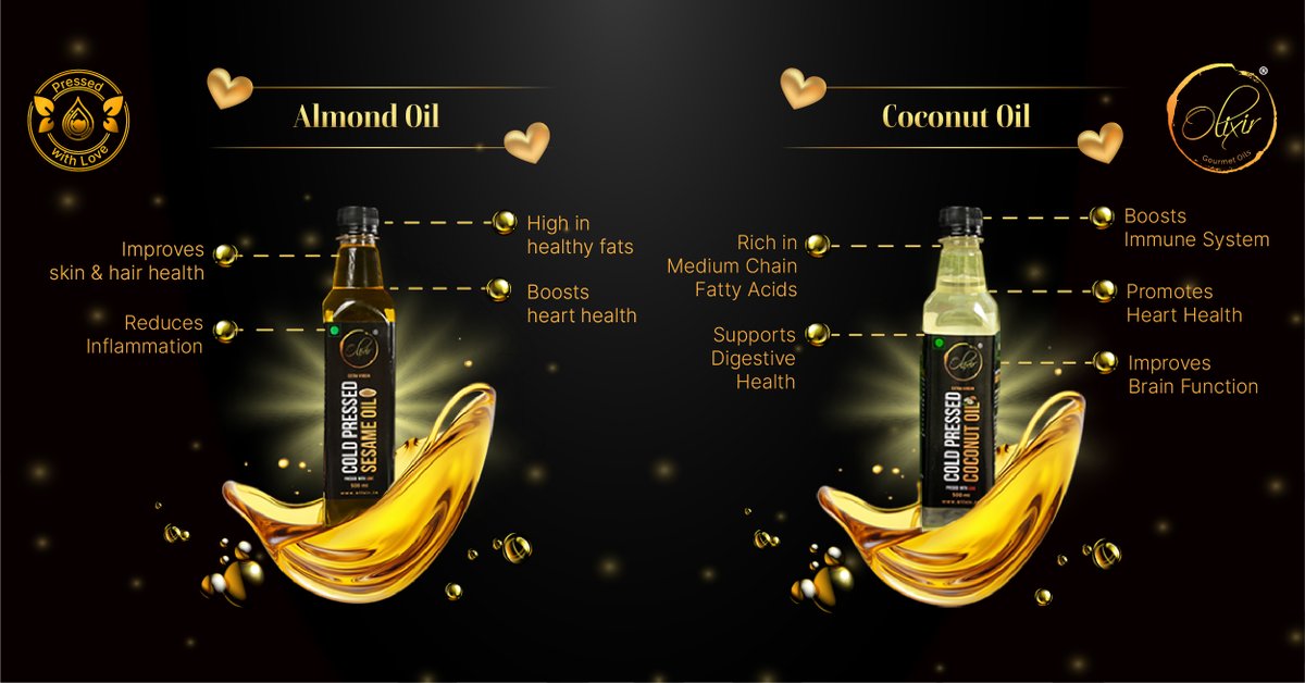 OlixirOils's tweet image. A perfect gift for your health-conscious loved ones. This &quot;Pack of Well-Being&quot; includes high-quality gourmet oils all in premium packaging. Olixir Gourmet Oils - &quot;Pressed With Love&quot;

#olixir #oils #coldpressedoils #almondoil #sesameoil #coconutoil #mustardoil #walnutoil