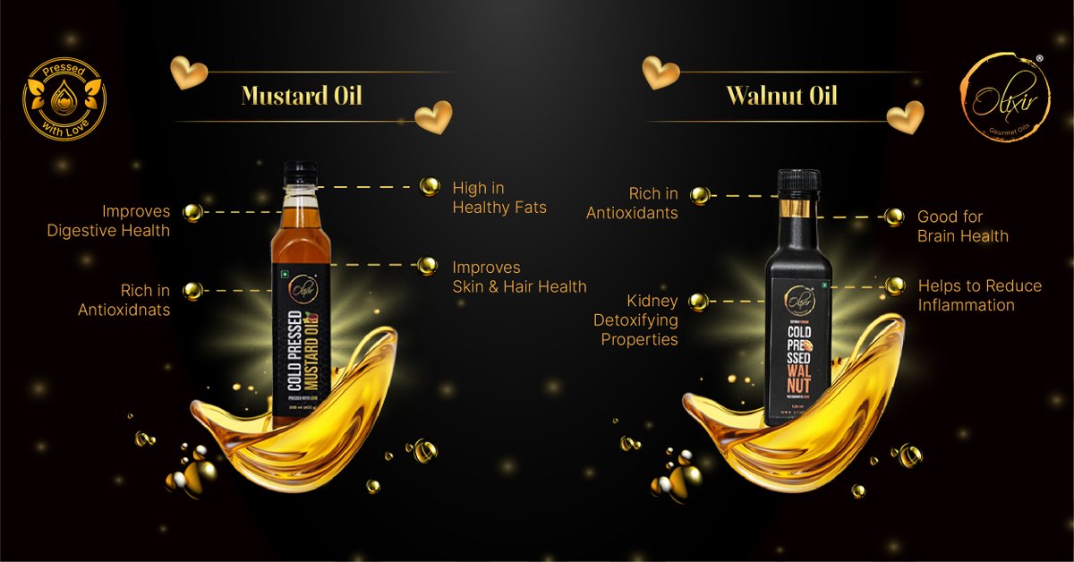 OlixirOils's tweet image. A perfect gift for your health-conscious loved ones. This &quot;Pack of Well-Being&quot; includes high-quality gourmet oils all in premium packaging. Olixir Gourmet Oils - &quot;Pressed With Love&quot;

#olixir #oils #coldpressedoils #almondoil #sesameoil #coconutoil #mustardoil #walnutoil