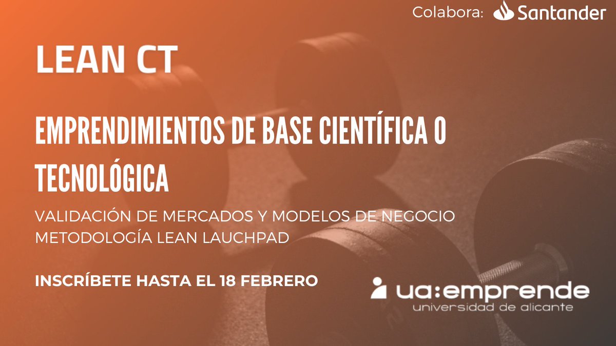 ua_emprende's tweet photo. 📢📢 Valida tu idea de negocio con #leanCT #leanlaunchpad Si tienes una idea de base científica o tecnológica aprovecha esta oportunidad. Inscripciones hasta 18FEB 👉https://t.co/gKaaW54scM
@EPSAlicante @FaCienciasSalud @Ciencias_UA @LletresUA @CentroEmpleoUA @PCientificoAlic https://t.co/ain5EkfHh6