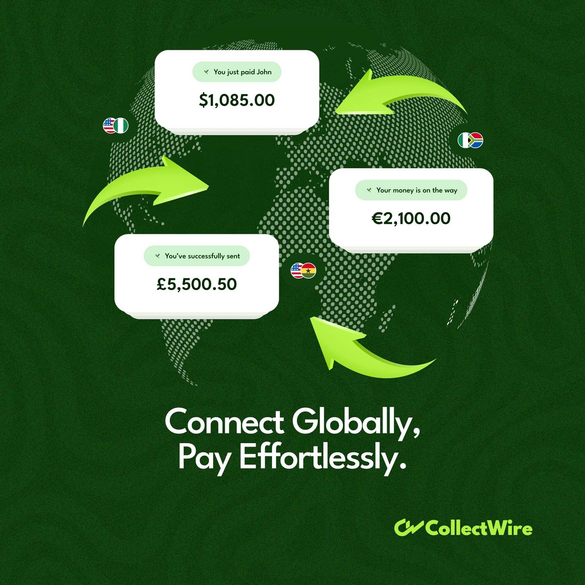 collectwire's tweet photo. Say goodbye to payment headaches and hello to seamless transactions worldwide. 

Go global, pay easy! https://t.co/sOqdDLjqlx