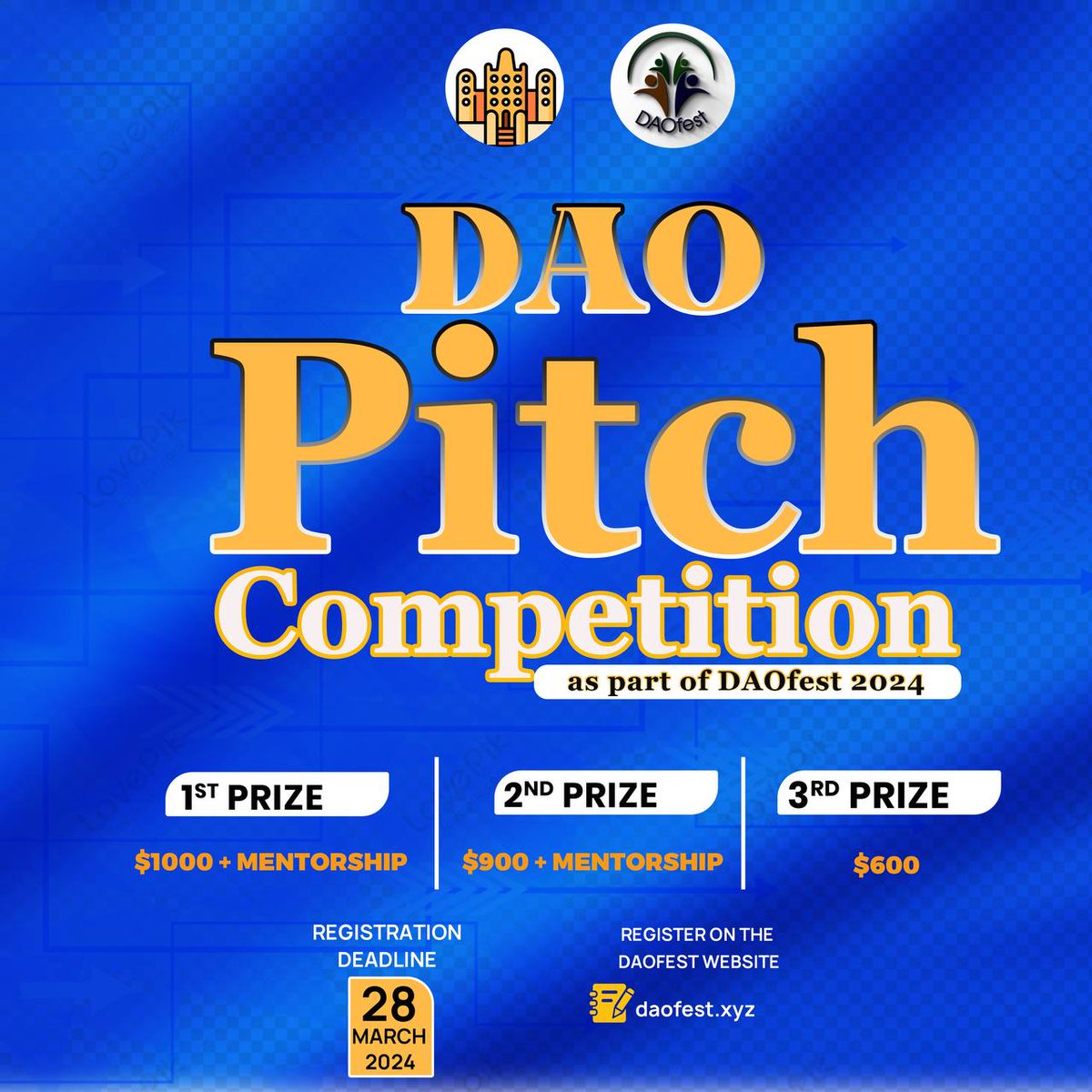Unleash your innovation at #DAOfest2024! The DAO Pitch Competition is now open! Got a groundbreaking idea? Ready to showcase your DAO prowess? Join the competition and vie for amazing prizes. Fuel the future with your brilliance! 🌟 Apply now! #DAOPitch  #DAOPitchCompetition