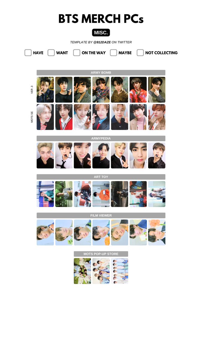 BTS MERCHANDISE MD PC PHOTOCARDS WISHLIST WL TEMPLATES✨ [NEW