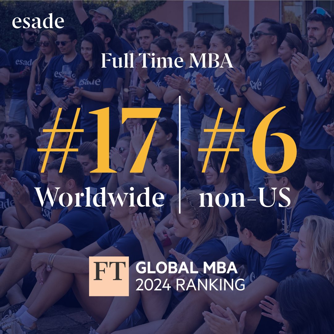 Exciting news! #theEsadeMBA stands out in the Financial Times Global MBA ranking:
🌟Ranked 17th globally & 6th in Europe
🌟#1 in Europe for salary increase
🌟#2 worldwide for sector diversity

Thank you #EsadeFamily for making a positive impact on the world of business! 👏

More