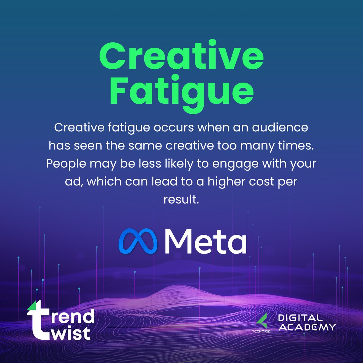 Creative fatigue occurs when an audience has seen the same creative too many times. People may be less likely to engage with your ad, which can lead to a higher cost per result.
#metaupdates #facebook #meta #digitalmarketing #techorizdigitalacademy #calicut #thalassery