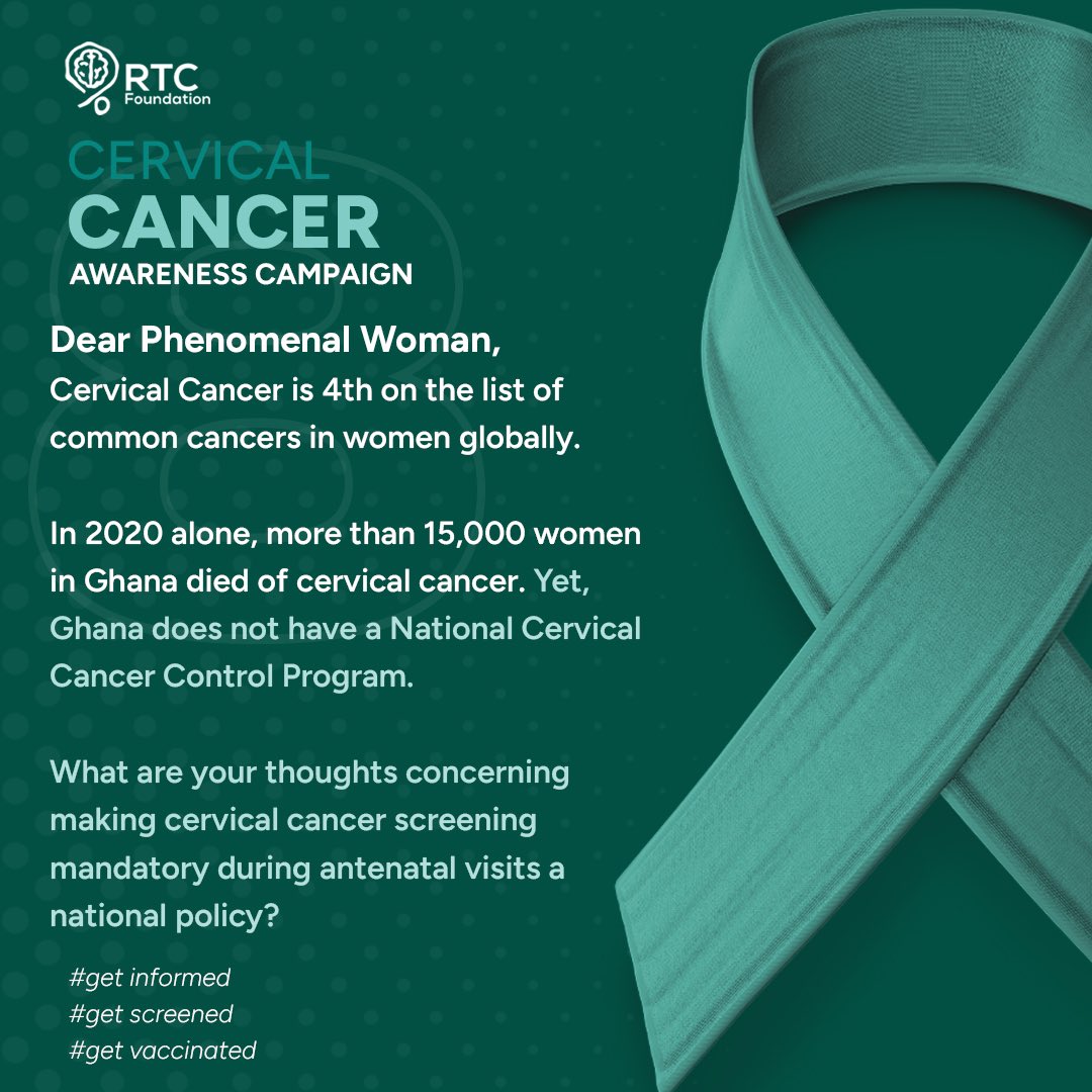 As you strive to live a purposeful life, Please don’t leave your health, one of your most valuable assets, to chance.  With Love,  RTC Foundation.   #RTCFoundation #CervicalCancerAwareness #DearPhenomenalWoman