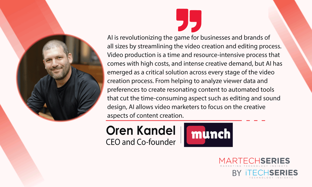iTechSeries's tweet photo. Oren Kandel, CEO and Co-founder at @Munch chats about #AI and how it is impacting the video and creative process for modern B2B marketers:  https://t.co/zLAFoe3IrD 

#interviewseries #QnAs #podcasts #Artificialintelligence #martech #B2Bmarketing https://t.co/uUQDgbSivj