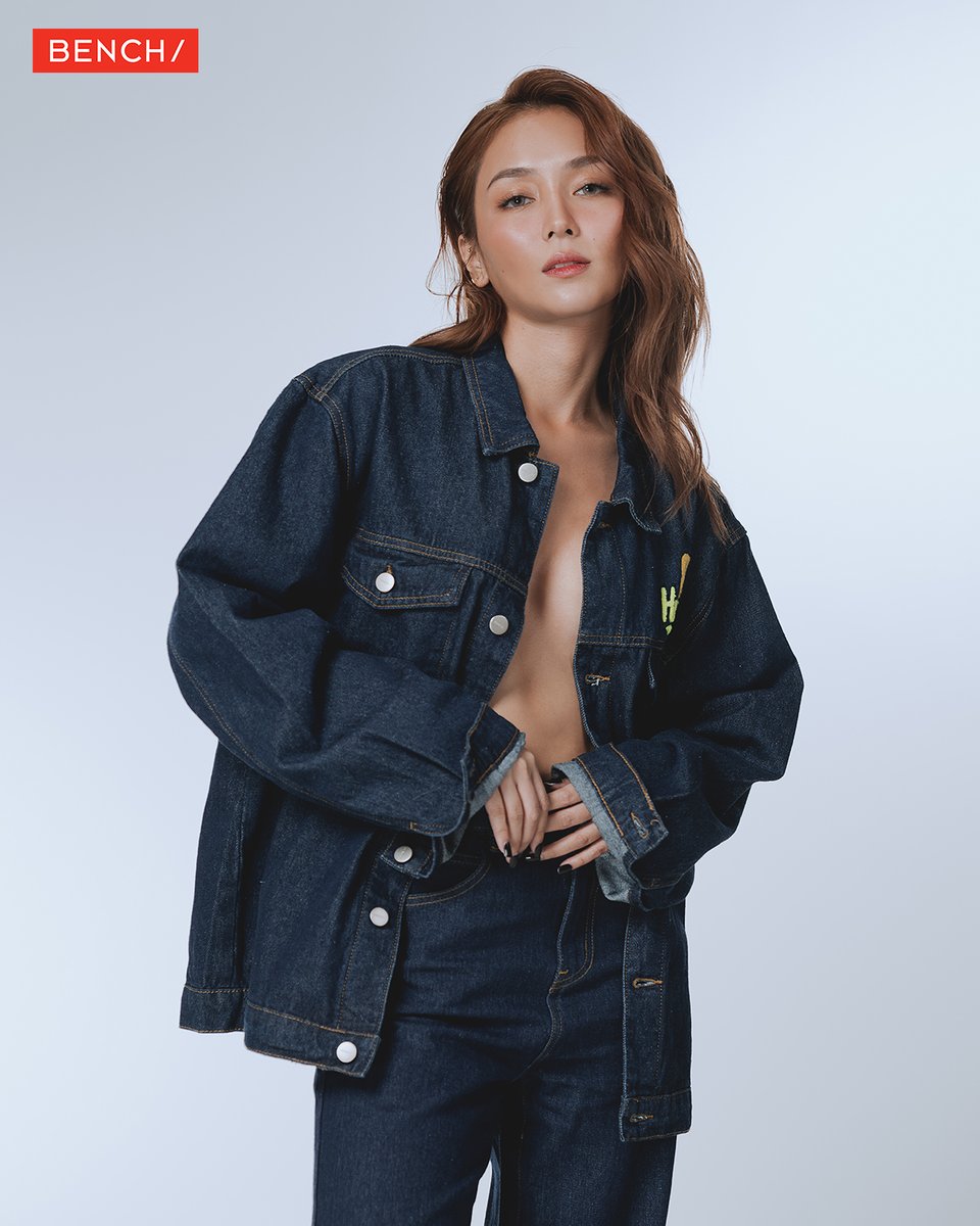 benchtm's tweet photo. @bernardokath is breaking the internet with her sizzling denim game and we're here for it. 🔥🔥🔥 Hit that heart button if you can't handle the slay.

Get her #BENCHNewFit look:
Denim Jacket (BWH0159) P1499.75
Denim Pants (YPD0857) P999.75 https://t.co/7mwAS10tSf