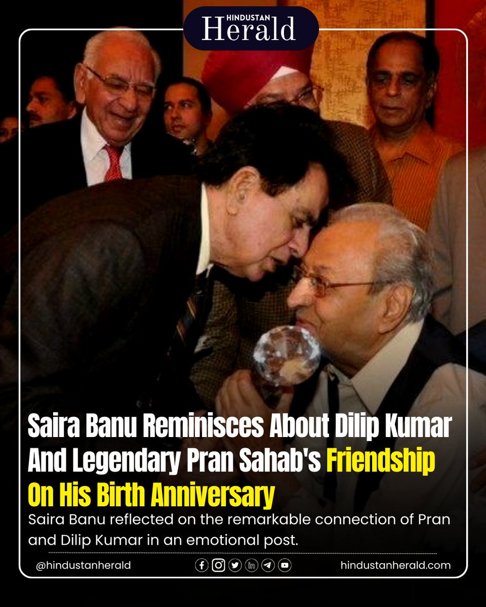 Celebrating the remarkable bond between Pran Sahab and Dilip Sahib on Pran Sahab's birthday. Saira Banu's heartfelt tribute highlights their enduring friendship, from 'Ram Aur Shyam' to the sets of 'Madhumati.' 

#PranSahab #DilipKumar #Friendship #BollywoodLegends