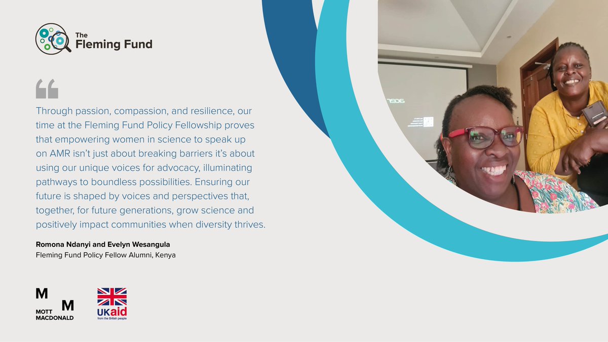 FlemingFund's tweet photo. As we honour Women in Science, #Kenya🇰🇪 #FlemingFund Policy Fellows Romona Ndanyi and Evelyn Wesangula acknowledge the countless trailblazers whose brilliance and determination transformed the science landscape and made it possible for us to believe we can make a difference. https://t.co/0NBzqdkgSn