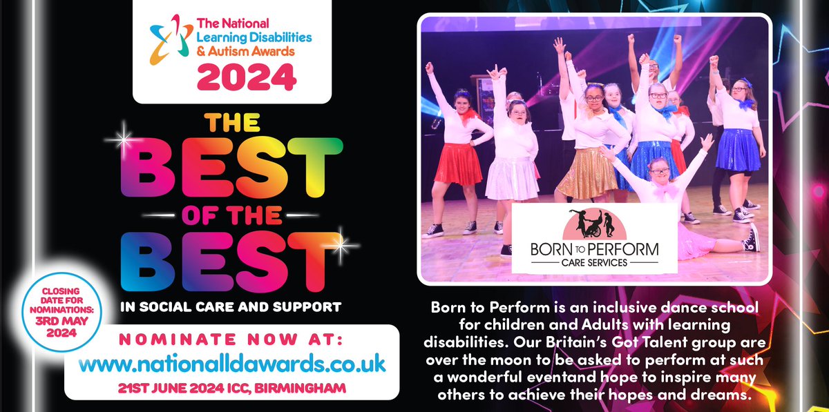 We are delighted to announce that @BGT golden buzzer finalists @_borntoperform will once again be performing at this year's awards. There’s still time to get in your nominations! bit.ly/3ll43Yh