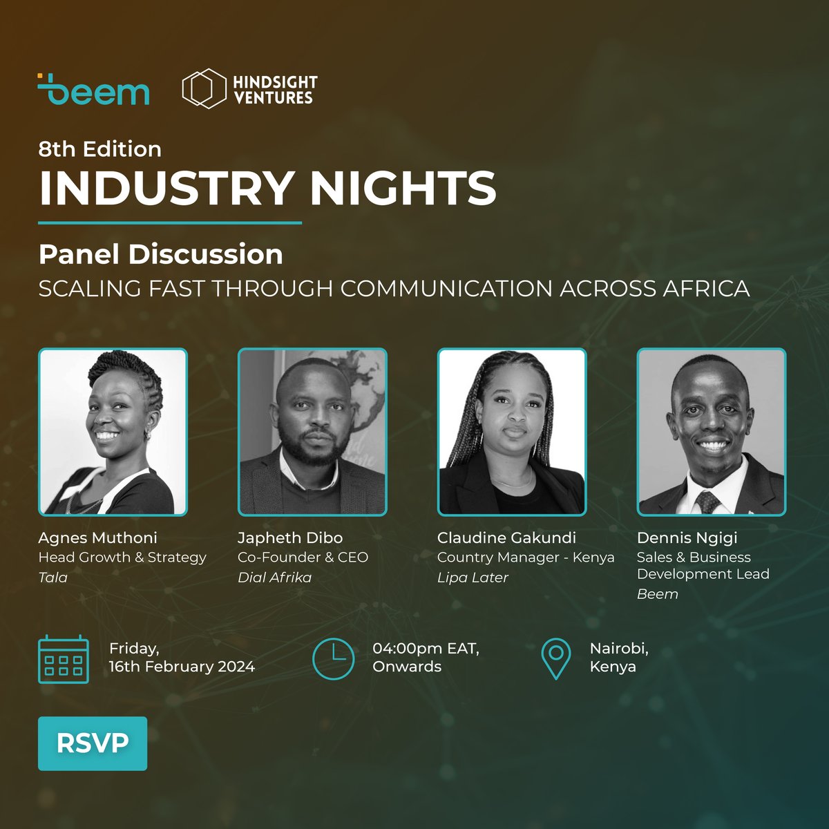 HSV_Africa's tweet photo. We are now a few days away from the eighth edition of Industry nights in partnership with @BeemAfrica 

With a stellar line up of speakers for the panel discussion and an engaging keynote, we are excited for an evening of engaging conversations

RSVP link: https://t.co/UpUA74dxdk https://t.co/ar6WqmxibH