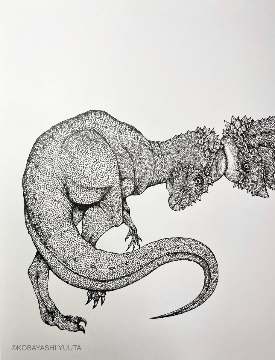 「パキケファロサウルス完成!#恐竜#アート 」|画家@優太のイラスト