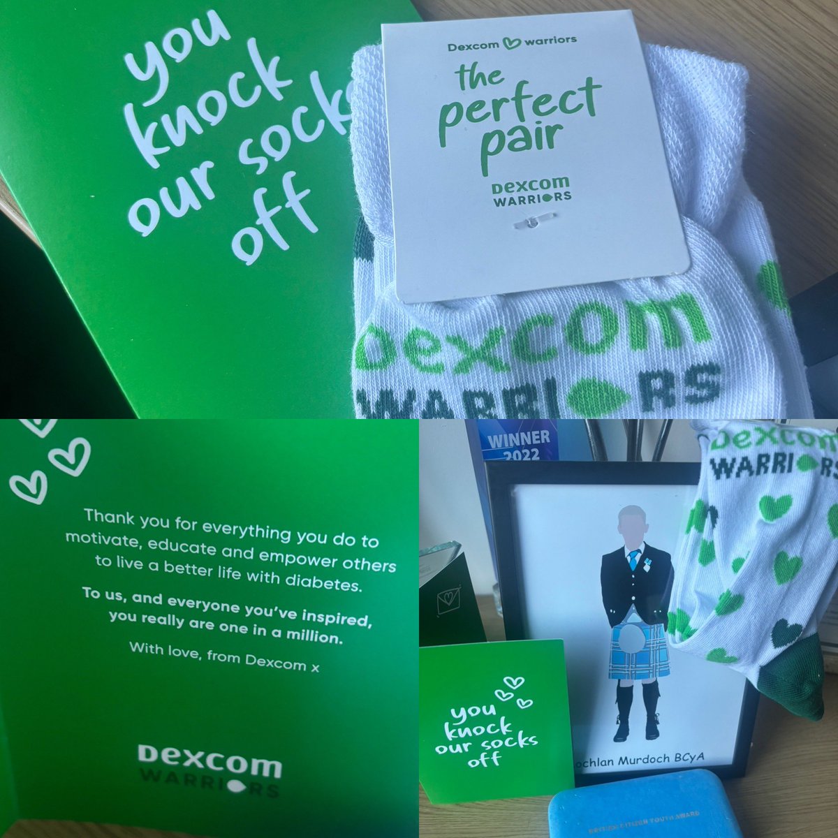 LochlansLegacy's tweet photo. Thank you @dexcom UK and Ireland 💚💚 You knock our socks off too! #dexcomwarrior #dexcom #lochlanslegacy #bcya #iwillambassador #type1diabetes https://t.co/F72vB3j2px