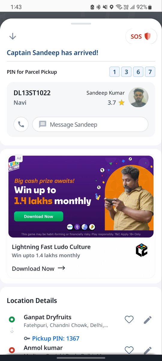 Anmols32's tweet photo. @rapidobikeapp i book rapido for parcel this time maybe rider cheated on me he's not responding my calls not getting any support from your care.. my company faced loss of 60k just due to your captain switched off his phone not deliver my parcel... I tried to get in touch but.. https://t.co/p2zQ5TdS3e