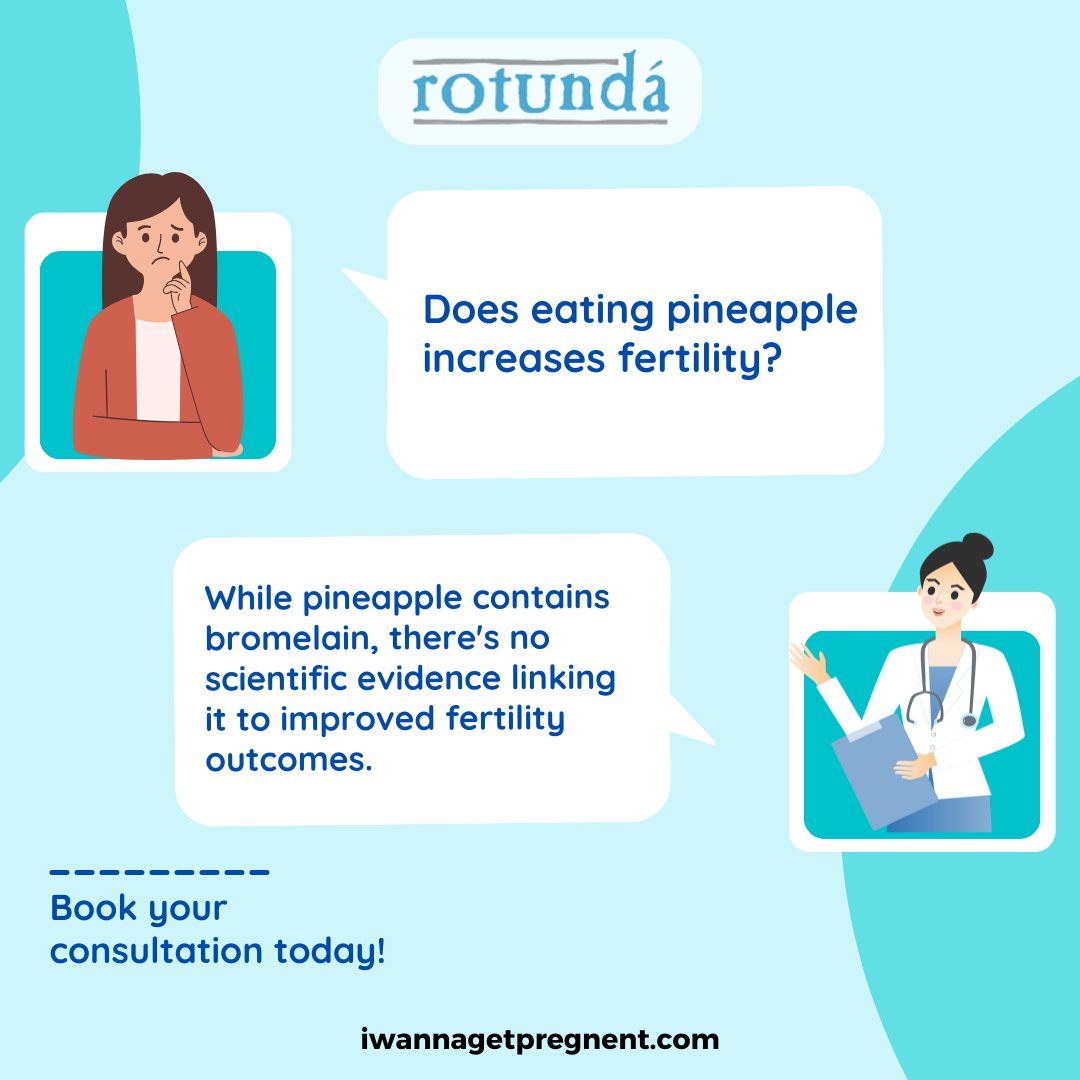 Pineapple's bromelain is a myth! Book your consultation today to learn science-backed fertility strategies. 🍍
.
.
#FertilityMyths #ScienceNotMyths #Consultation #PregnancyJourney #FertilityFacts #ExpertAdvice