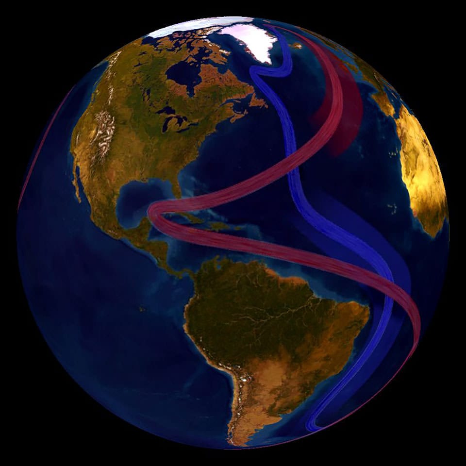 ¿Que está pasando en el Atlántico? ¿Es posible el colapso inminente de una de las corrientes oceánicas más importantes del planeta? ¿Qué efectos tendría? Un nuevo estudio sugiere que la AMOC, una gran cinta transportadora de agua podría frenarse con graves consecuencias 😯👇