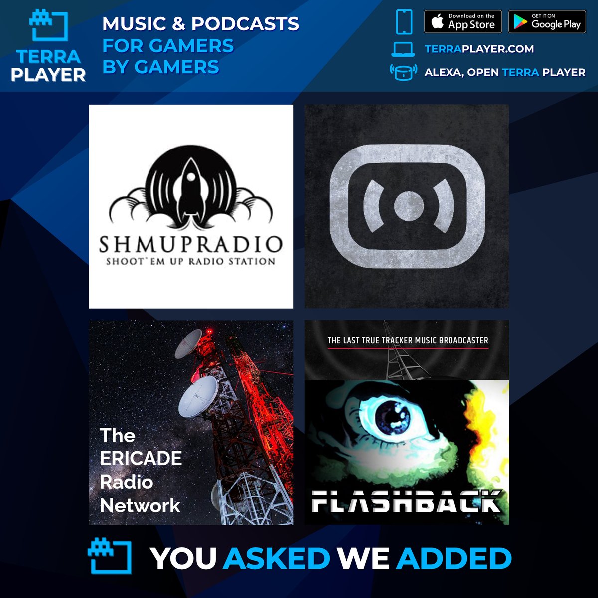 Terra Player (@terraplayerapp) on Twitter photo You asked, we added as we welcome three new radio stations and a new podcast to Terra Player.
🔊 <a href="/shmupradio/">SHMUPRADIO</a>
🔊 <a href="/SLAYRadio/">slayradio.org</a>
🔊 <a href="/EricadeRadio/">ERICADE.radio</a>'s radio stream and "Flashback, tracks from the past" podcast.
terraplayer.com/news/2024/02/y… You asked, we added as we welcome three new radio stations and a new podcast to Terra Player.
🔊 <a href="/shmupradio/">SHMUPRADIO</a>
🔊 <a href="/SLAYRadio/">slayradio.org</a>
🔊 <a href="/EricadeRadio/">ERICADE.radio</a>'s radio stream and "Flashback, tracks from the past" podcast.
terraplayer.com/news/2024/02/y…