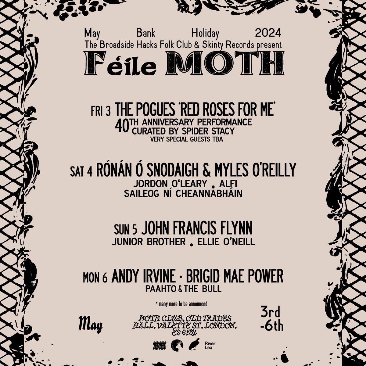 Féile MOTH is a four day celebration of Irish music over May bank holiday. Now on sale link.dice.fm/3hBuA5JS7Gb