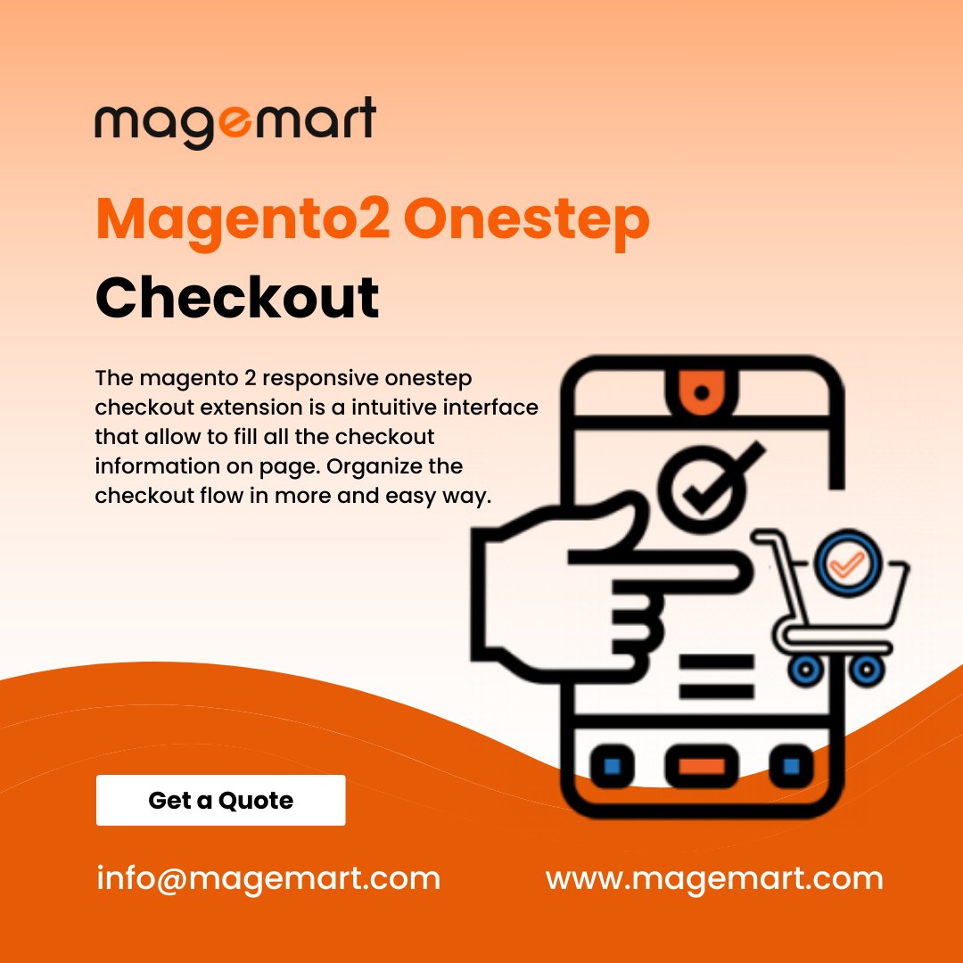 magemartagency's tweet image. Streamline your checkout process with Magento 2 Onestep Checkout! Our responsive extension offers an intuitive interface, allowing you to fill in all your checkout info on a single page. Visit magemart.com now!

#magento2 #onestepcheckout #simplifycheckout  #magemart
