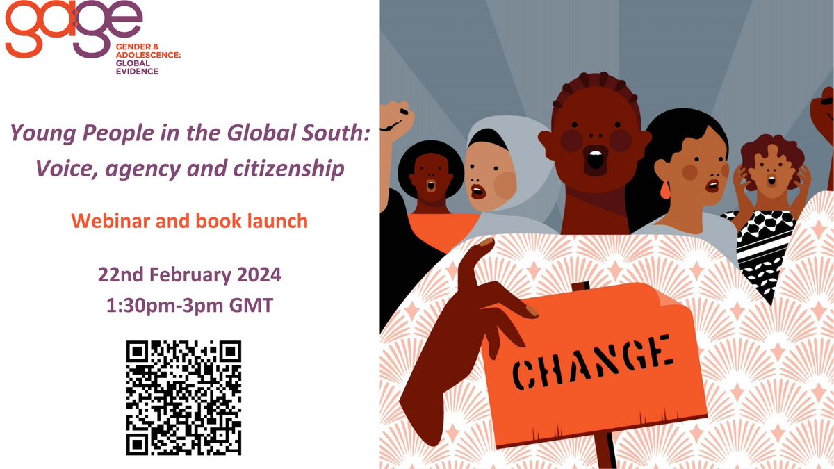 📢Book launch and #webinar, happening next week (22nd Feb)!

We will be sharing key findings from our new book ‘Young People in the Global South: Voice, agency and citizenship’, during an interactive #webinar, co-facilitated by young people.

Sign up here👉bit.ly/48fHolE