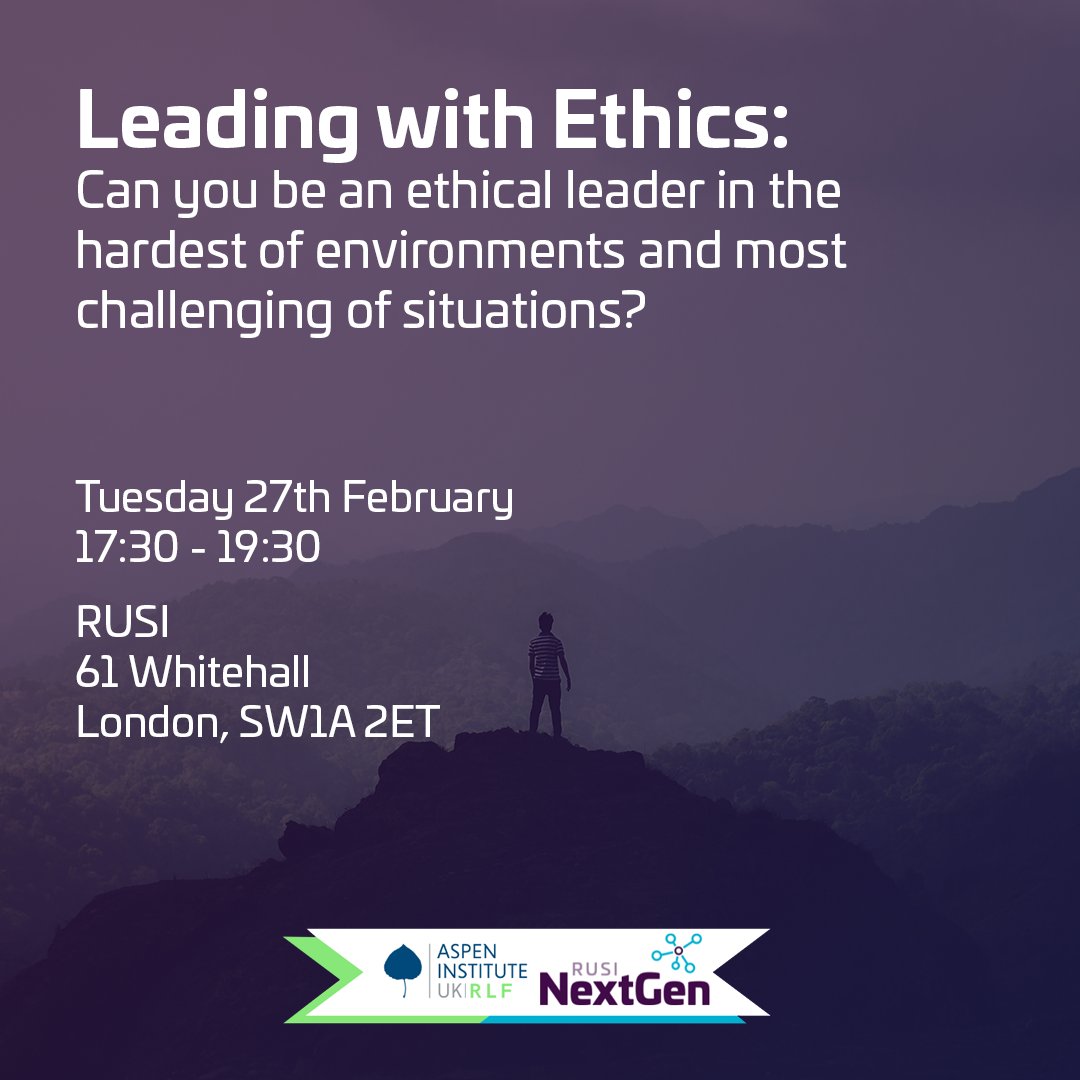 Join us and our partners @uk_aspen for an in person panel on the evening of Tuesday the 27th of February on the topic of ethical leadership Register here: my.rusi.org/events/leading…