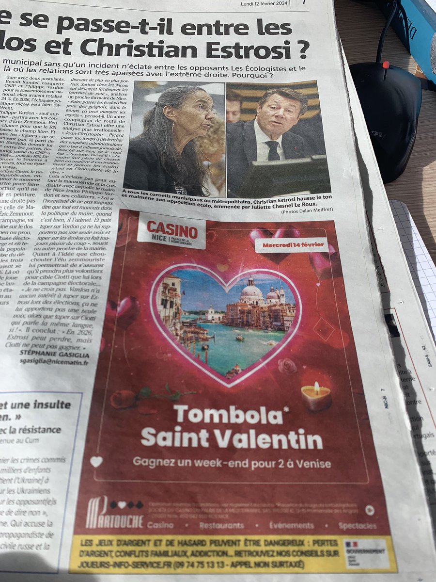 Message de service : faire attention aux pubs… 
Parce que ces deux-là n’iront pas à Venise ensemble le 14 février, c’est certain 😅 #pqrmonour #NiceMatin