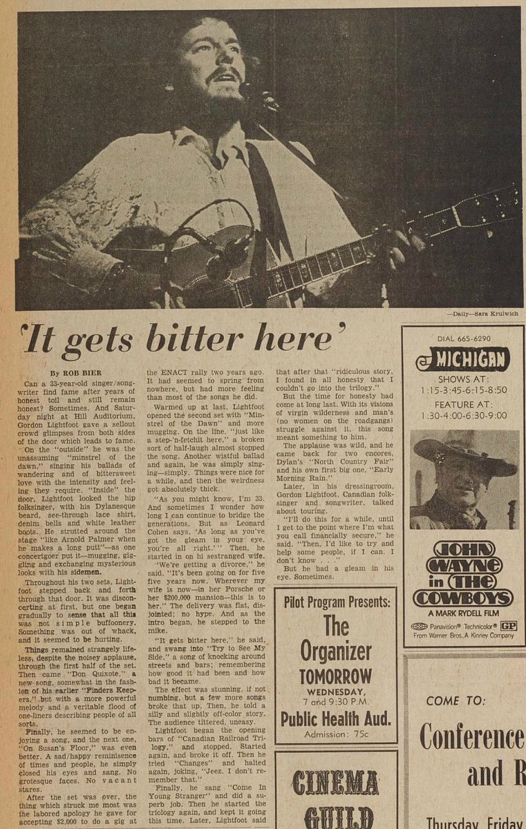 OTD in 1972 💫

February 12, 1972 Hill Auditorium, Ann Arbor, MI

#gordonlightfoot