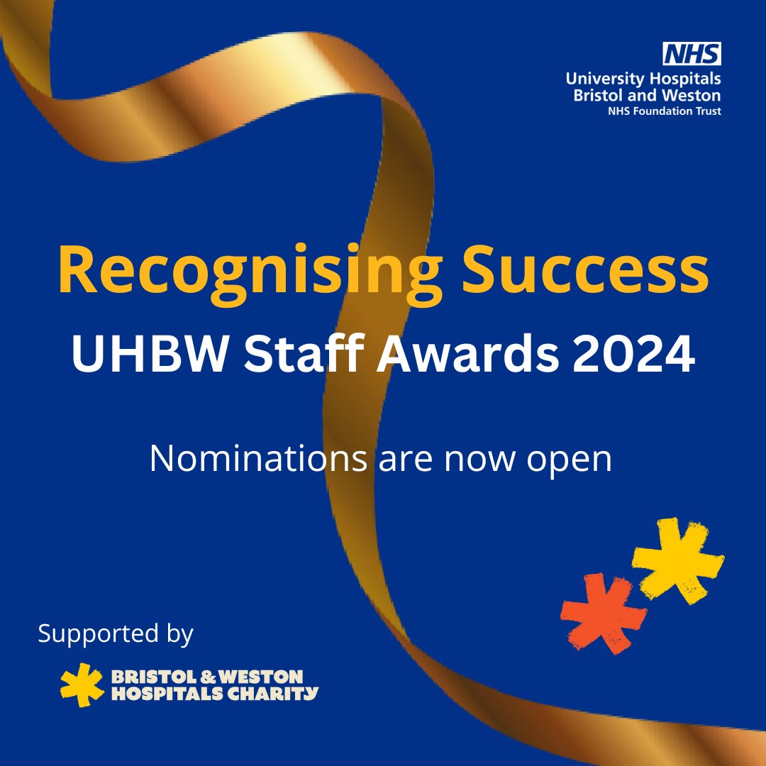Calling all #TeamUHBW 🏆 Nominations for the Recognising Success Awards 2024 are now open! You can find all the details about how to nominate on the intranet. Thank you to @bwhospcharity for supporting our staff awards.