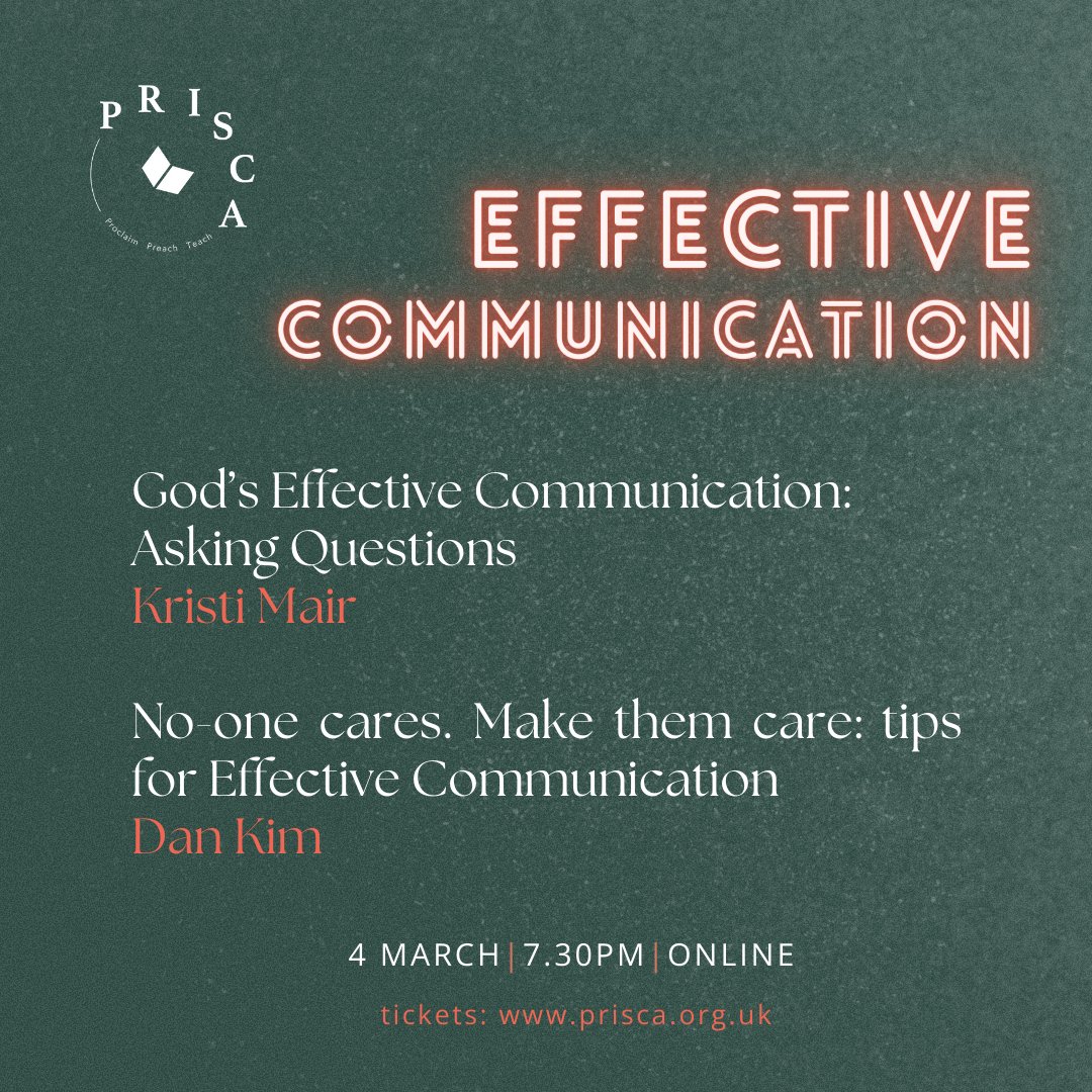 PriscaPreach's tweet photo. 📌 Our Effective Communication Event is happening on Monday 4th March!

Join us for our next online event where we'll be gathering as a whole community to learn from @krisztinamair and @dankim1995 - you definitely don't want to miss this one!

🔗 Tickets in bio! https://t.co/UZjJoGEmPO