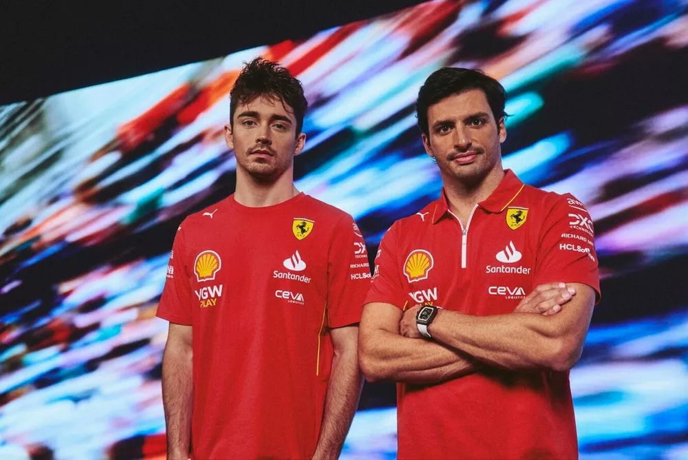 Ferrari unveils 2024 F1 Puma merchandise Leclerc and Sainz sport the new jerseys VIDEO
