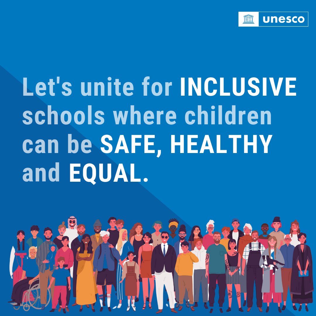 #TransformingEducation and creating a just and sustainable world for all will be only possible if we ensure inclusive, equitable, safe, and healthy schools. unesco.org/sdg4education2… #LeadingSDG4